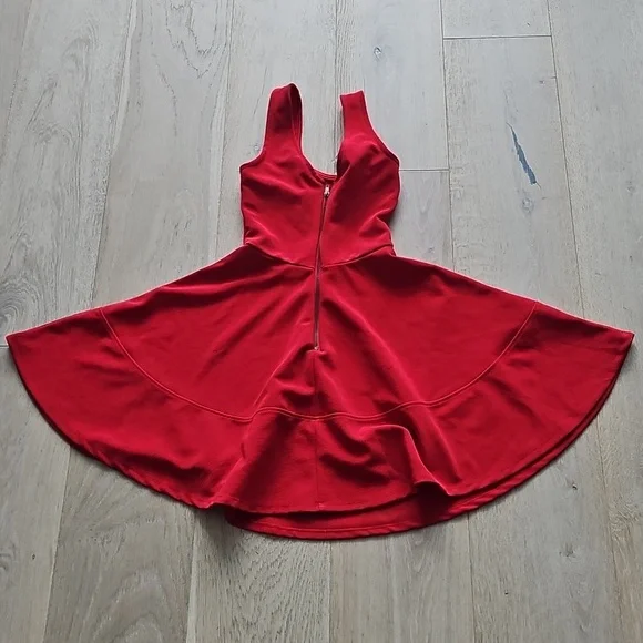 Red Sleeveless Skater Dress - Picture 2 of 5